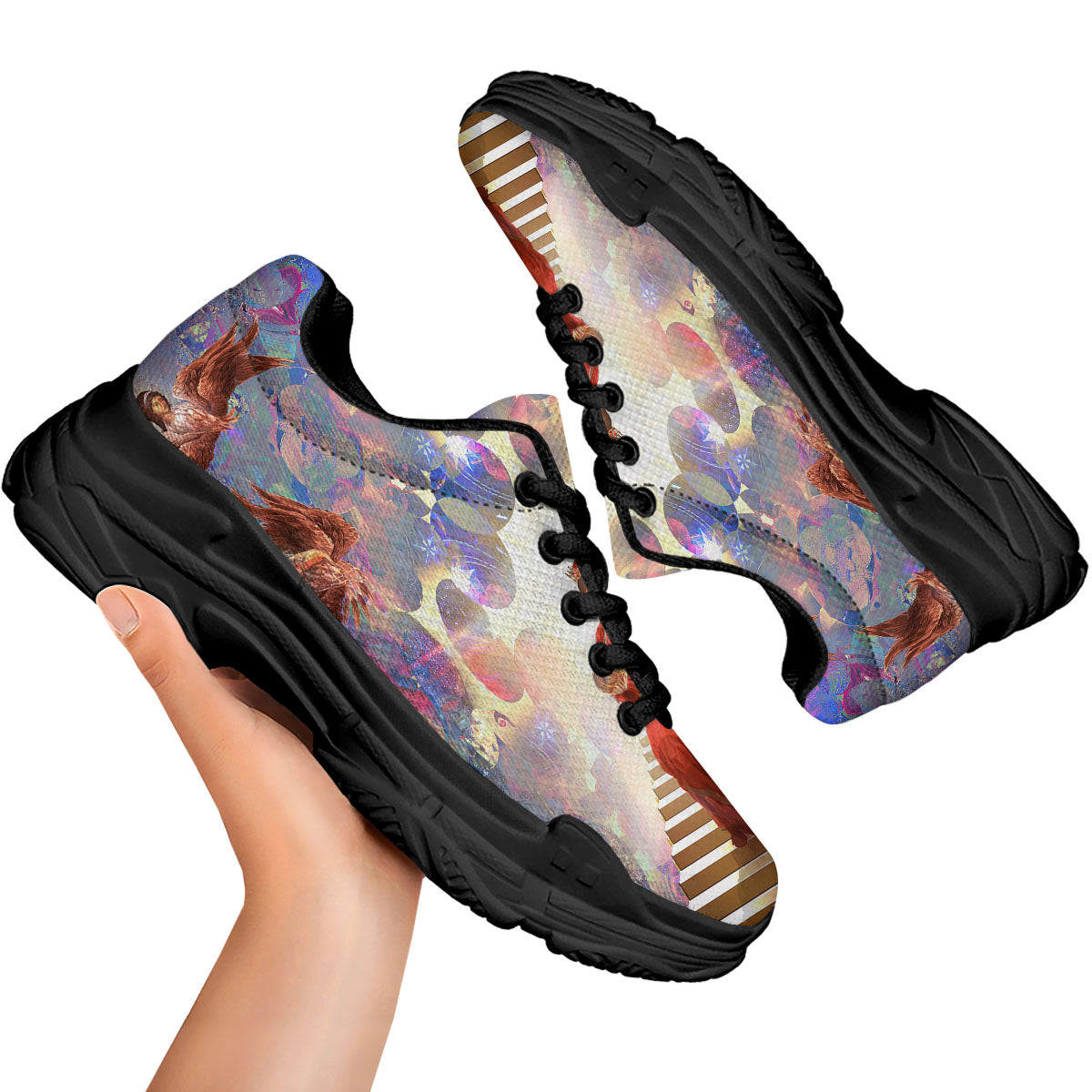 Jesus Christ From Heaven Print Black Chunky Shoes-grizzshop