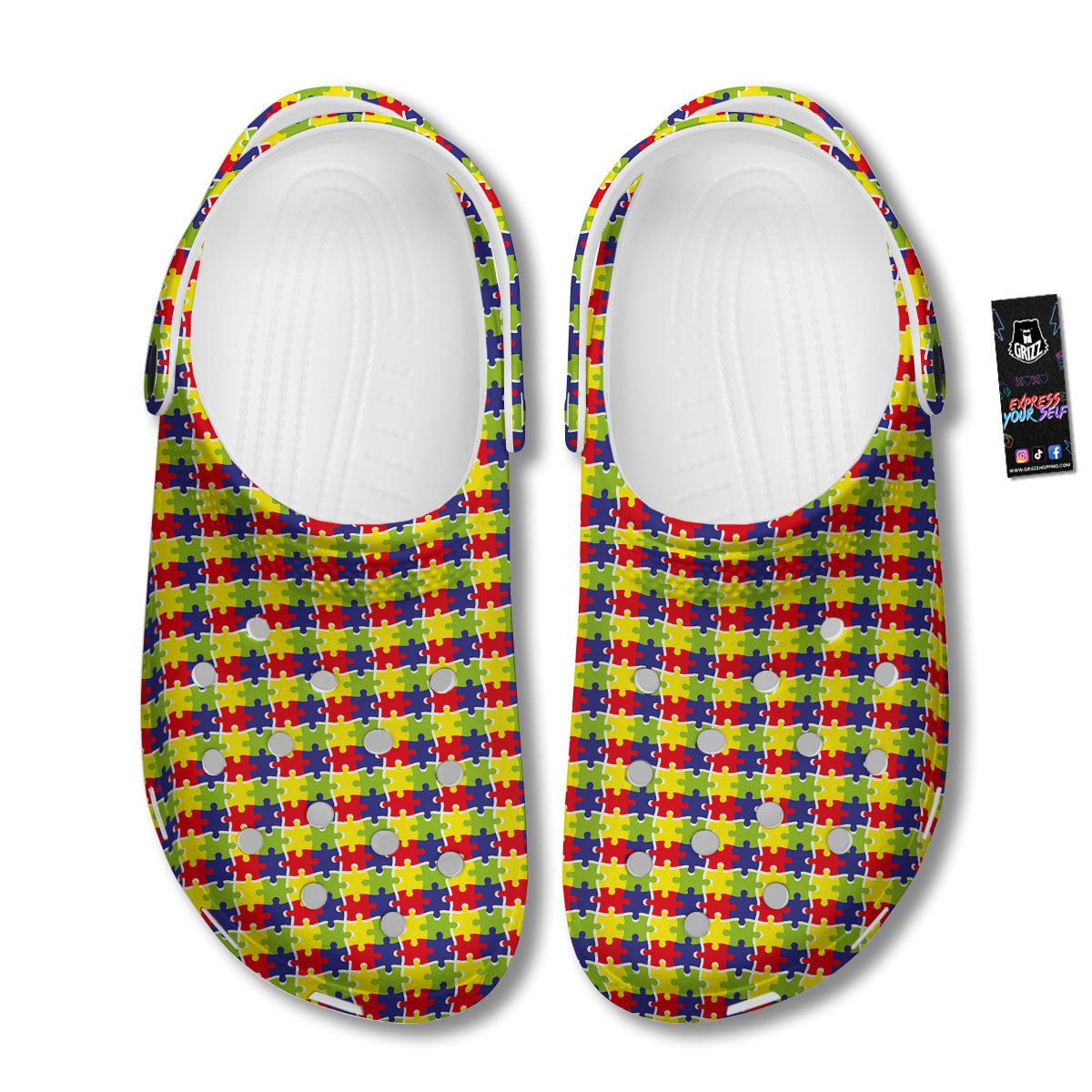 Jigsaw Autism Awareness Print Clog-grizzshop