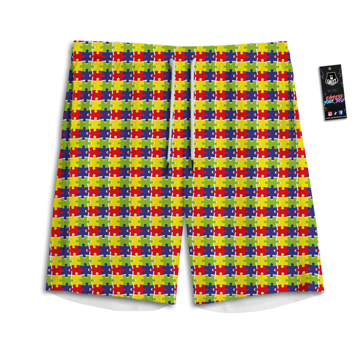 Jigsaw Autism Awareness Print Men's Athletic Shorts
