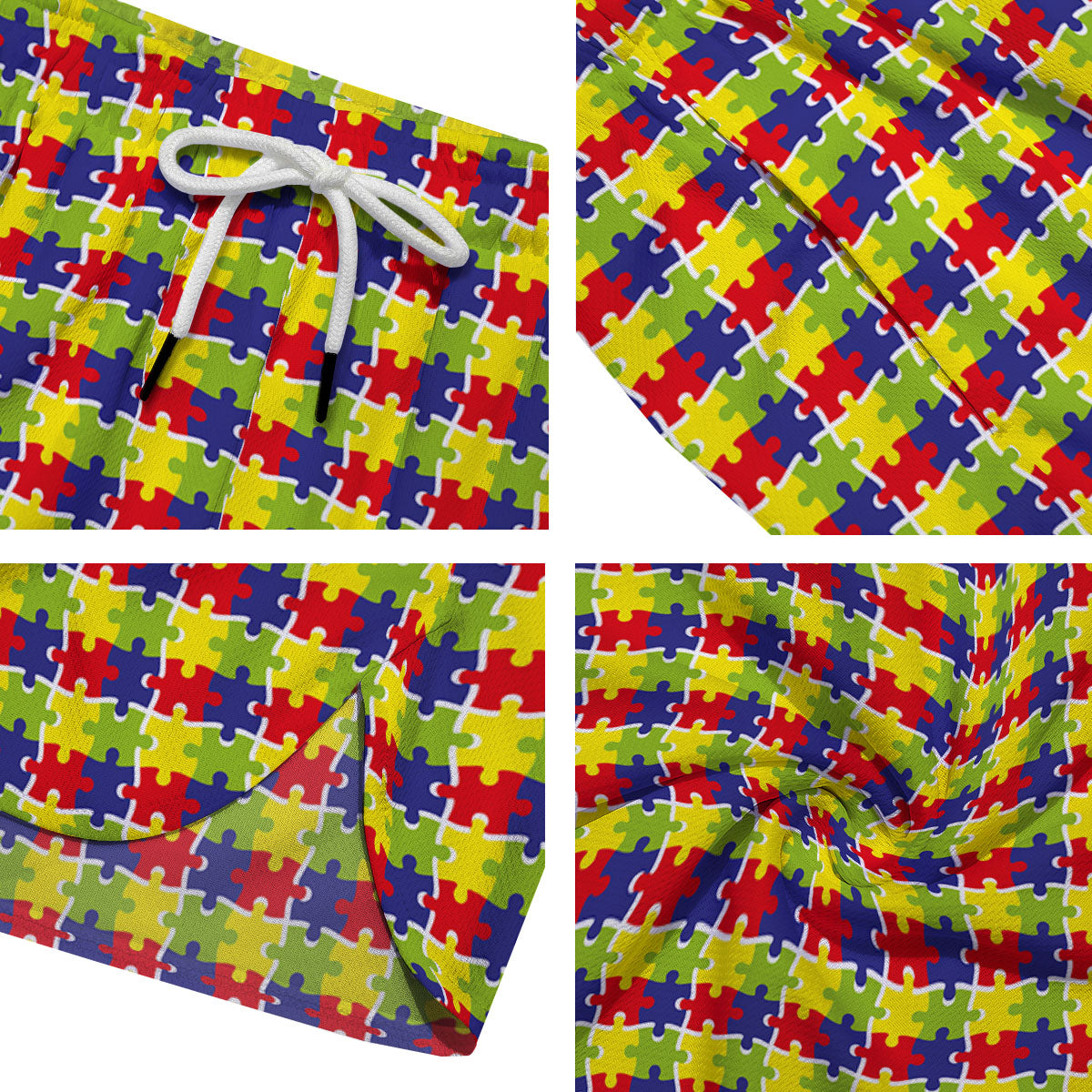 Jigsaw Autism Awareness Print Men's Running Shorts-grizzshop