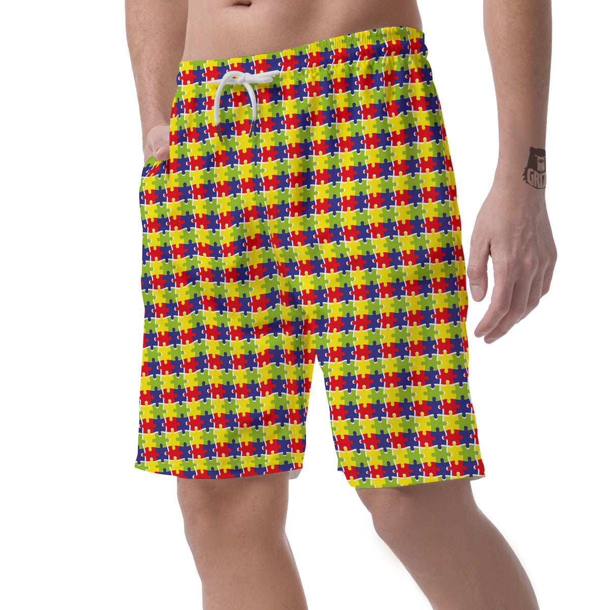 Jigsaw Autism Awareness Print Men's Shorts-grizzshop