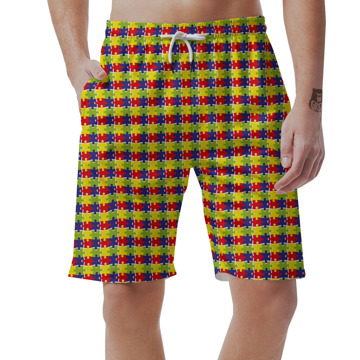 Jigsaw Autism Awareness Print Men's Shorts-grizzshop