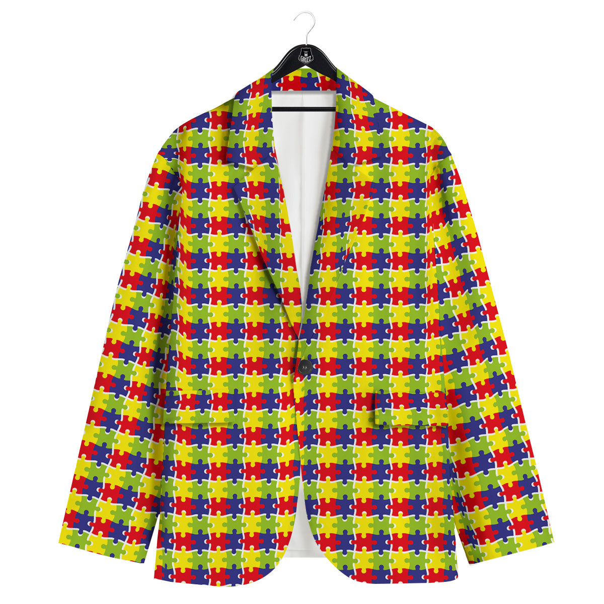 Jigsaw Autism Awareness Print Men's Sport Coat-grizzshop