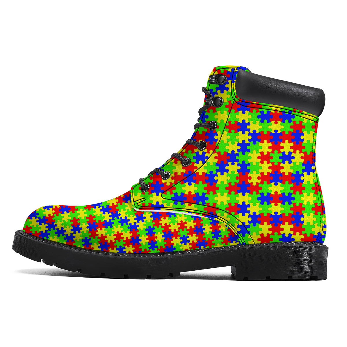 Jigsaw Autism Awareness Print Pattern Boots-grizzshop