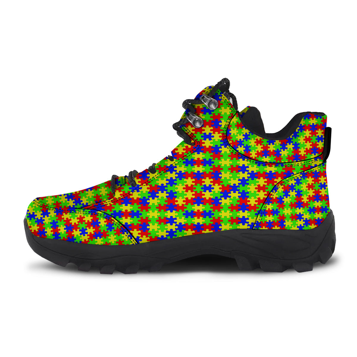 Jigsaw Autism Awareness Print Pattern Hiking Shoes-grizzshop