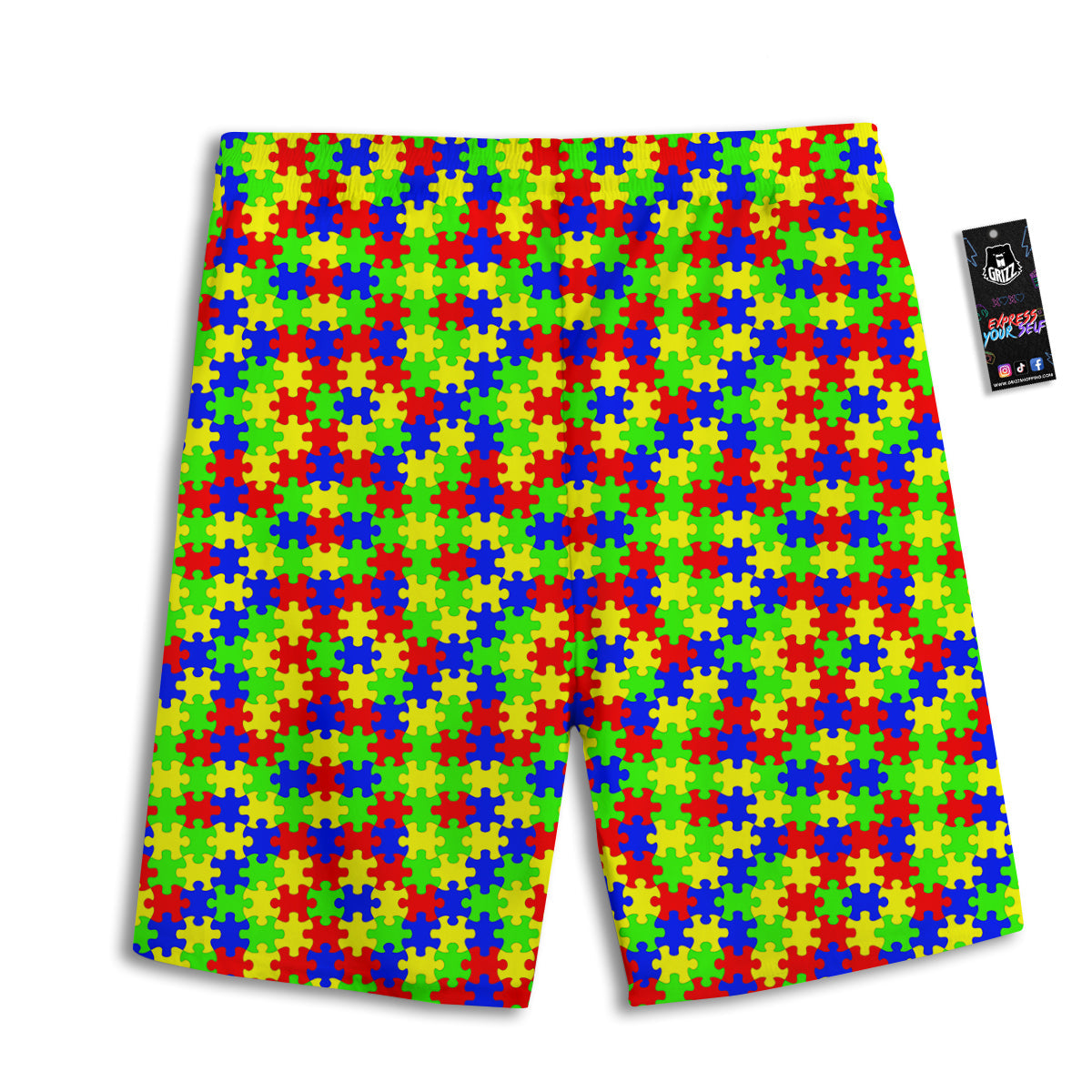 Jigsaw Autism Awareness Print Pattern Men's Athletic Shorts
