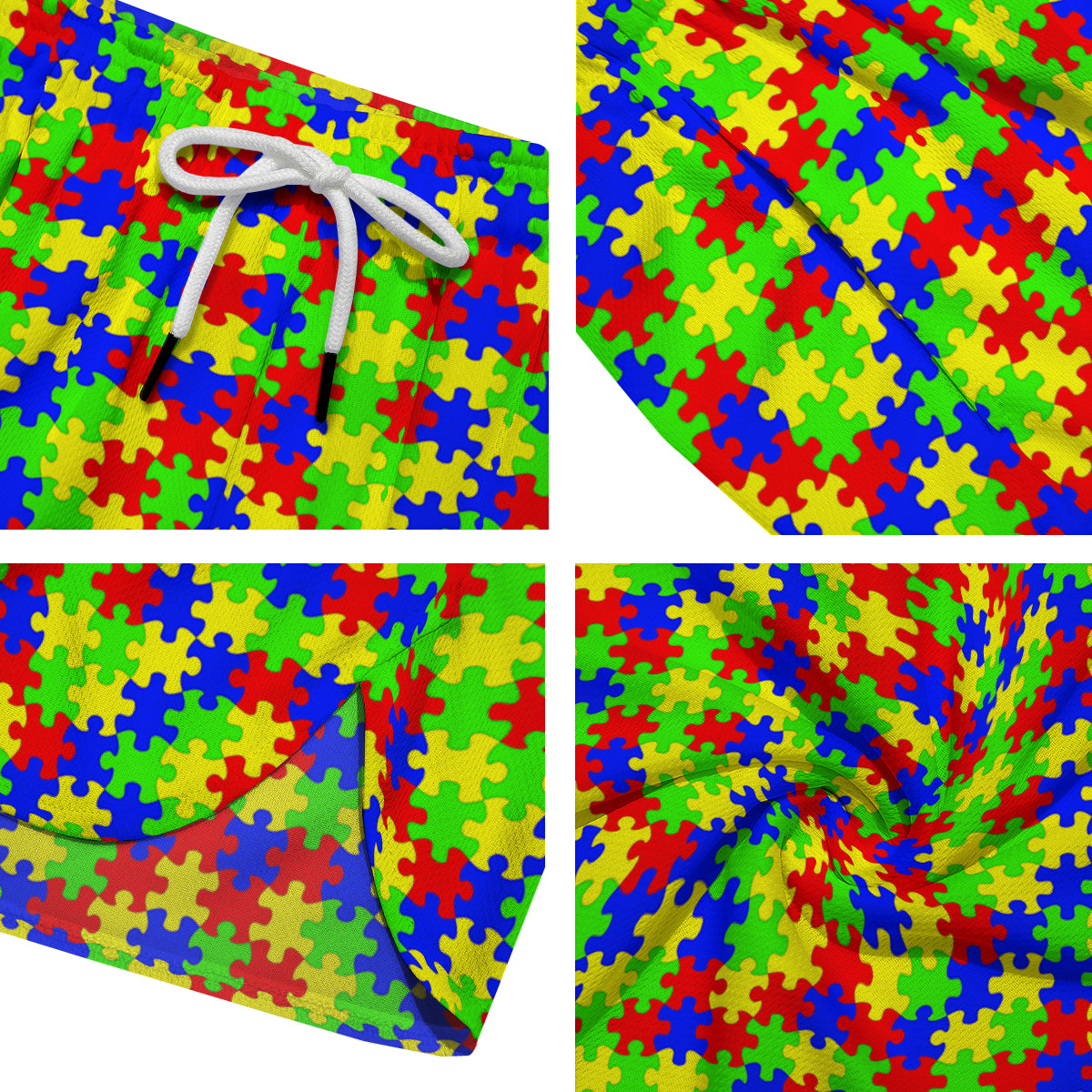 Jigsaw Autism Awareness Print Pattern Men's Running Shorts-grizzshop