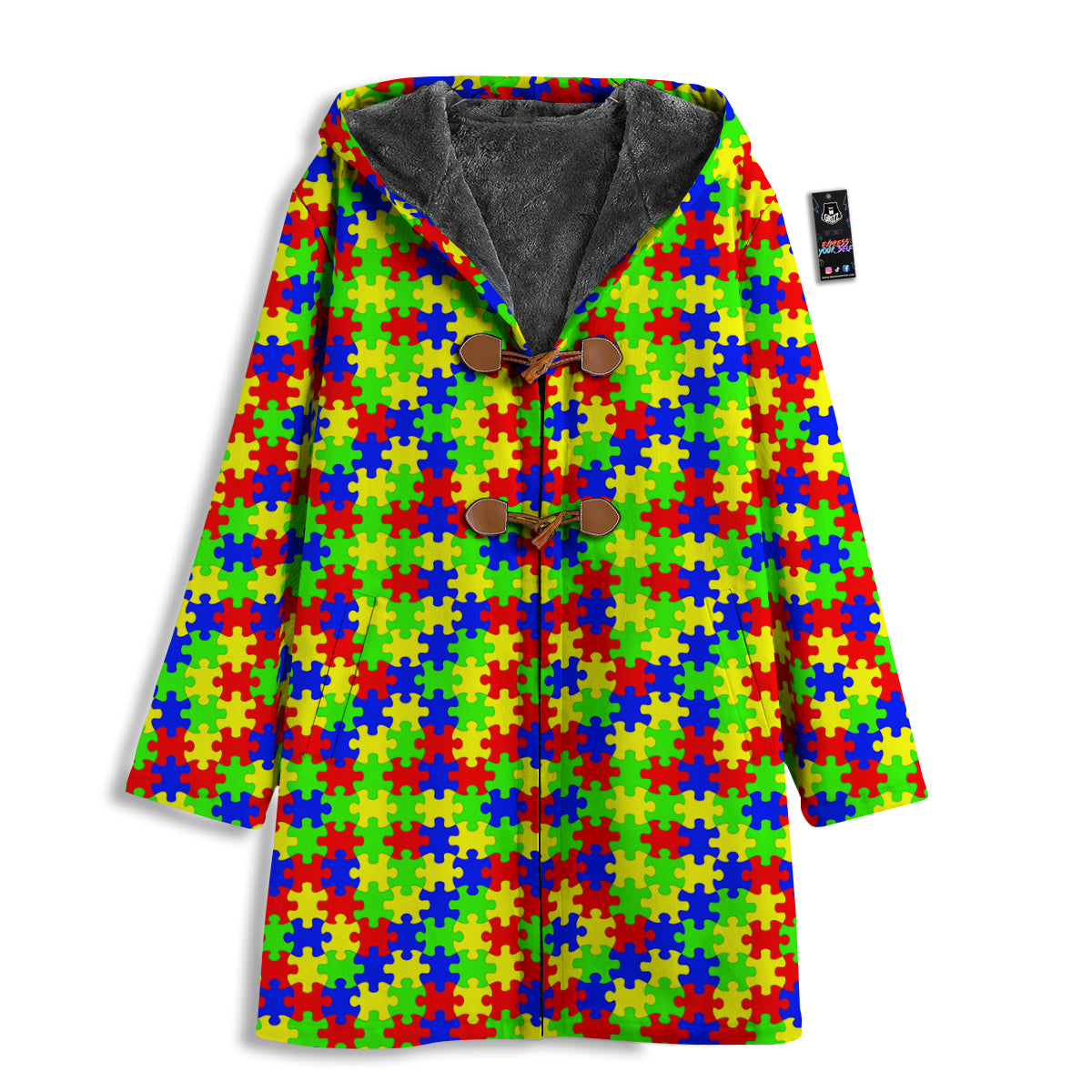 Jigsaw Autism Awareness Print Pattern Men's Windbreaker Jacket-grizzshop