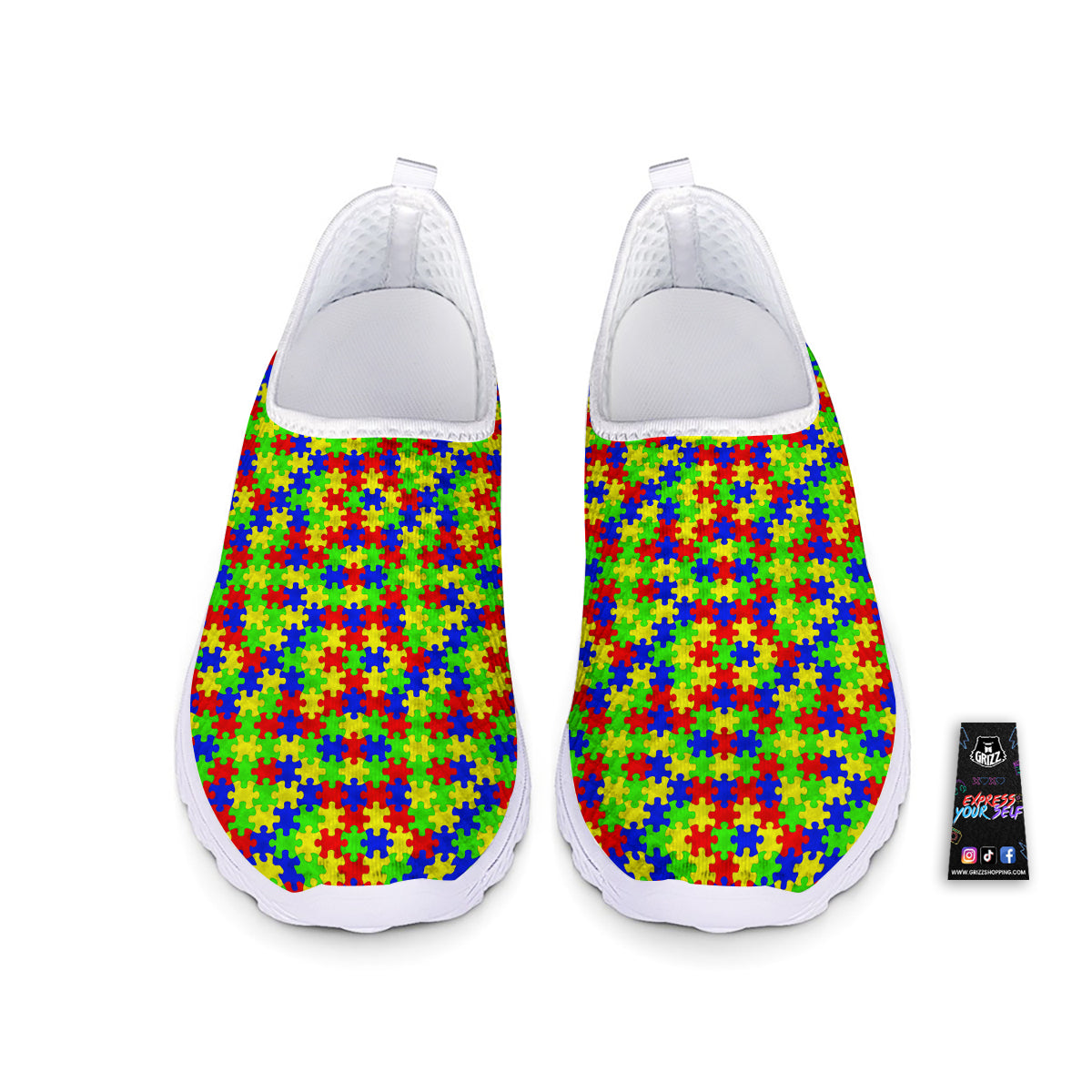 Jigsaw Autism Awareness Print Pattern Nurse Shoes-grizzshop