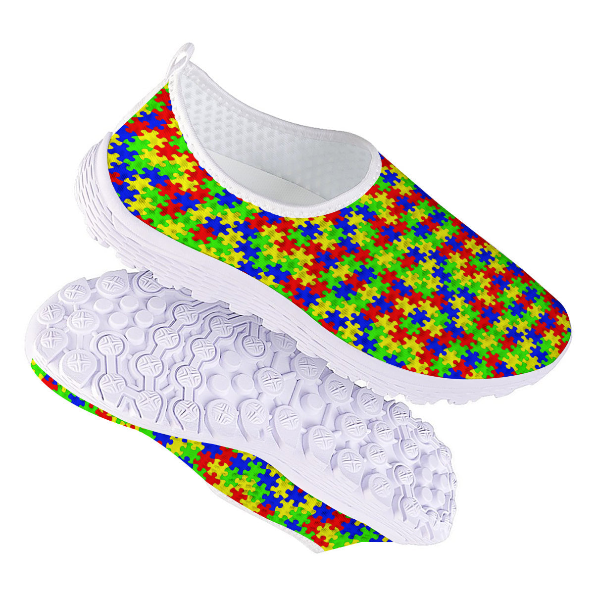 Jigsaw Autism Awareness Print Pattern Nurse Shoes-grizzshop