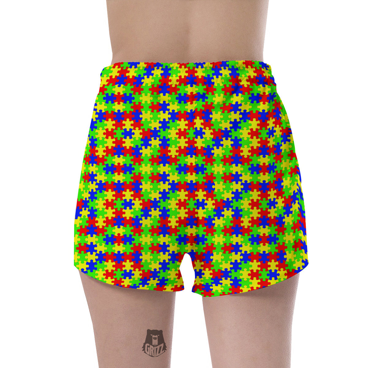 Jigsaw Autism Awareness Print Pattern Women's Shorts-grizzshop