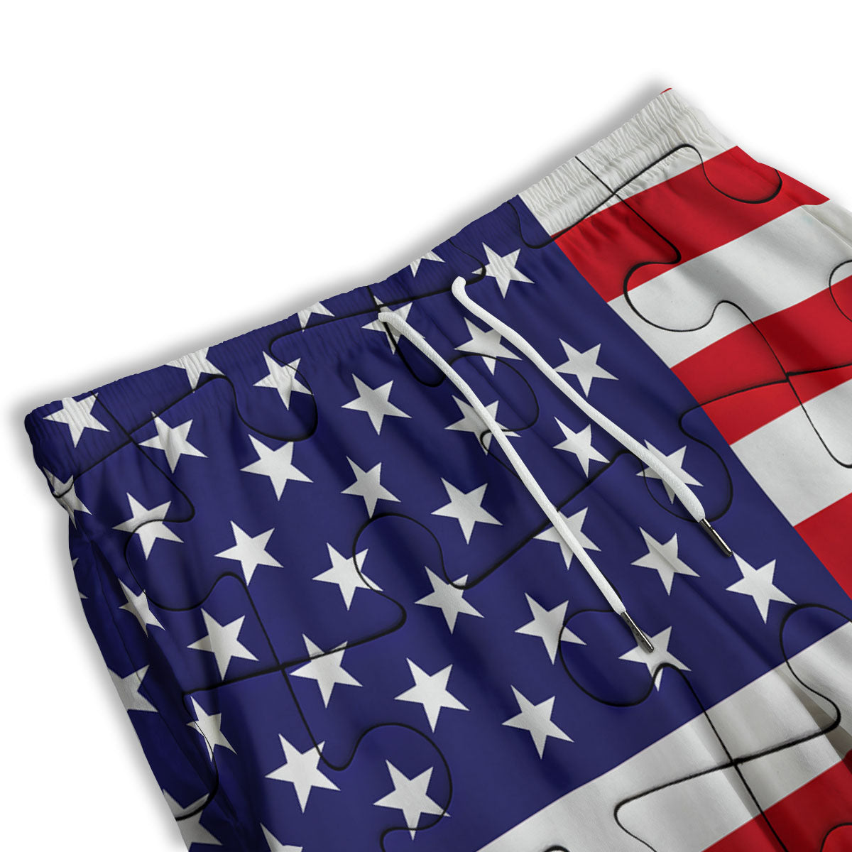 Jigsaw Puzzle American Flag Print Men's Athletic Shorts
