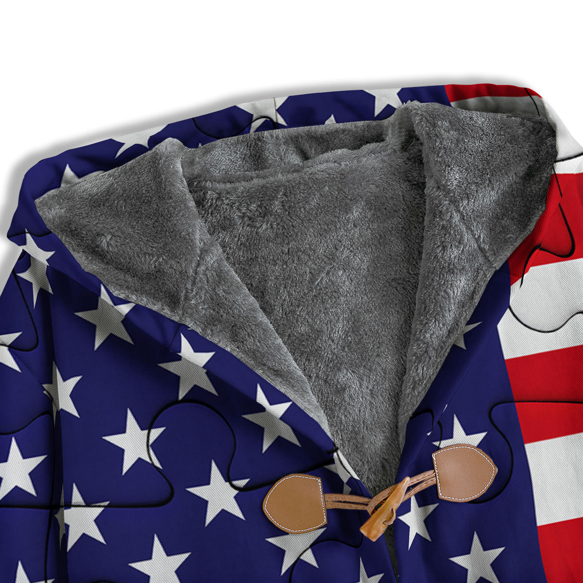 Jigsaw Puzzle American Flag Print Men's Windbreaker Jacket-grizzshop
