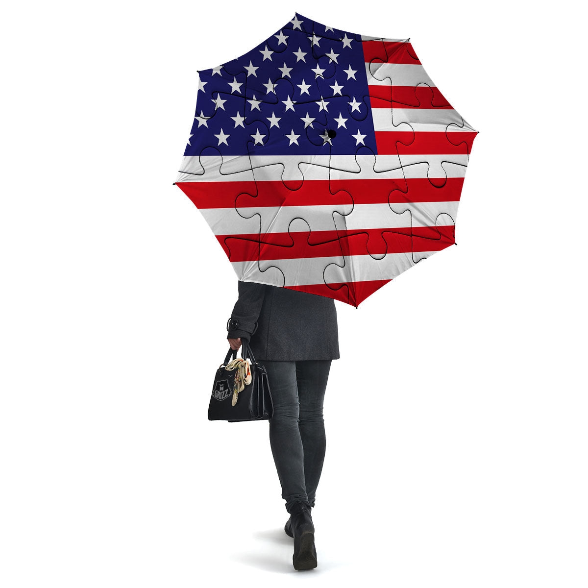 Jigsaw Puzzle American Flag Print Umbrella-grizzshop
