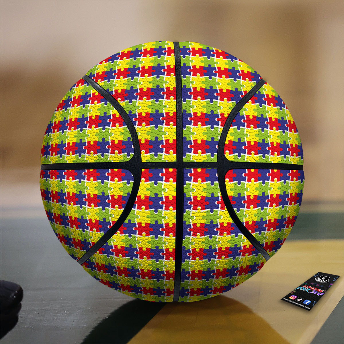 Jigsaw Autism Awareness Print Basketball