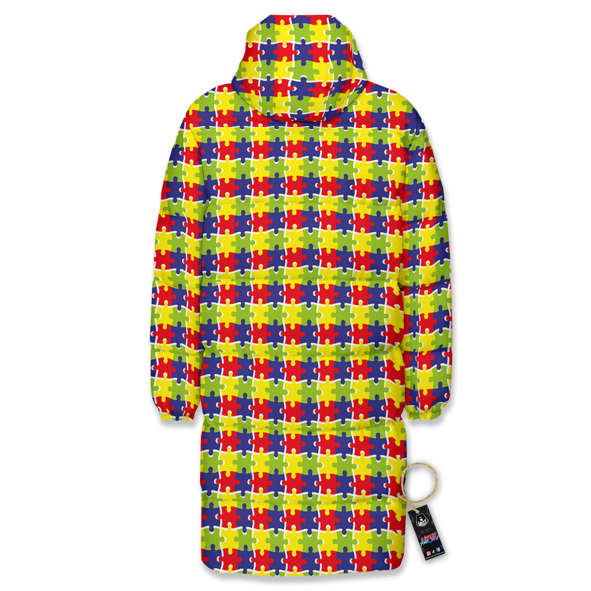 Jigsaw Autism Awareness Print Long Down Jacket
