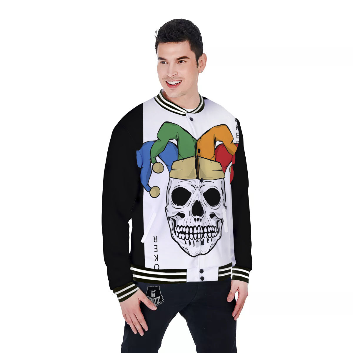 Joker Card Scary Print Baseball Jacket-grizzshop