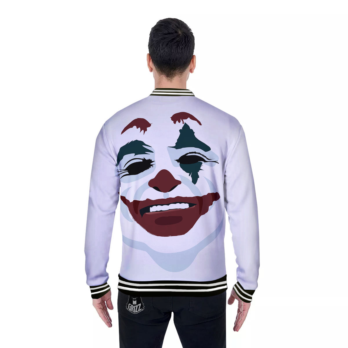 Joker Face Print Baseball Jacket-grizzshop