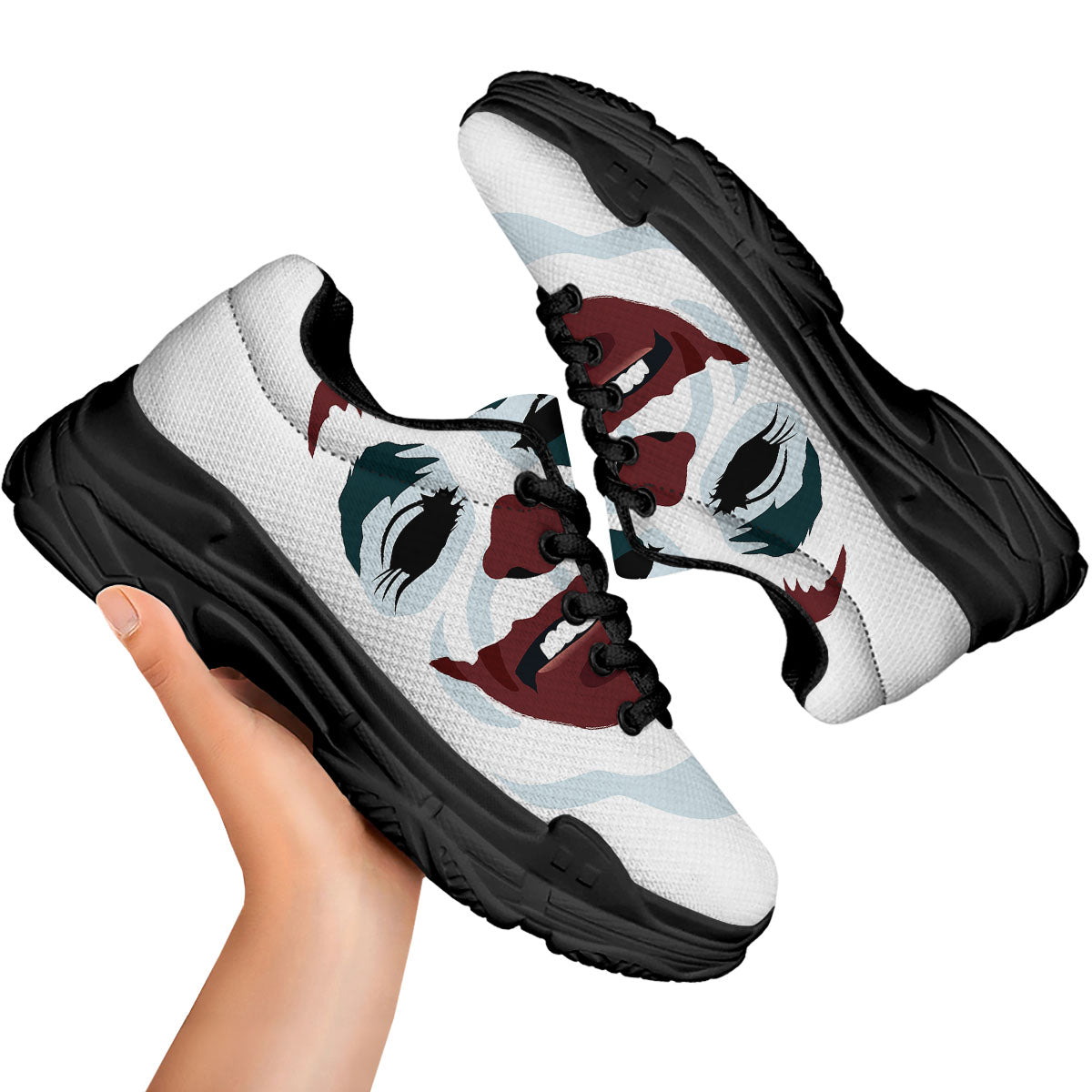 Joker Face Print Black Chunky Shoes-grizzshop