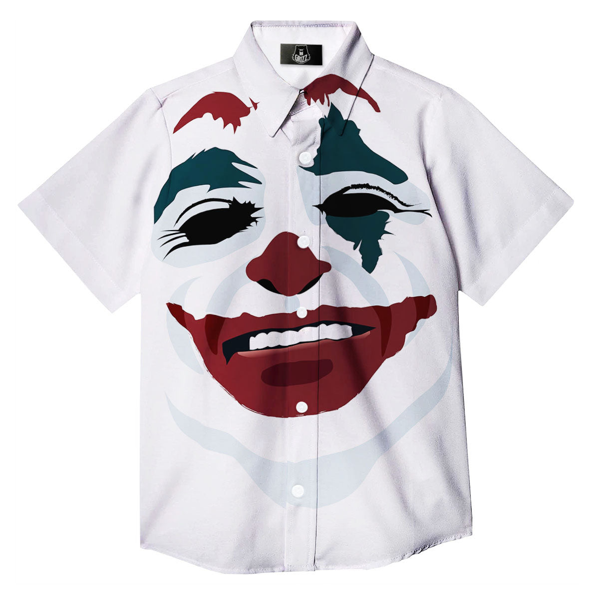 Joker Face Print Button Up Shirt-grizzshop