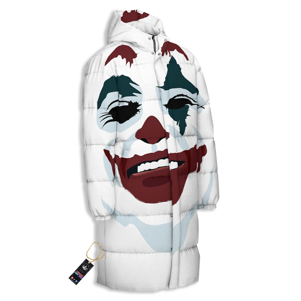 Joker Face Print Long Down Jacket-grizzshop