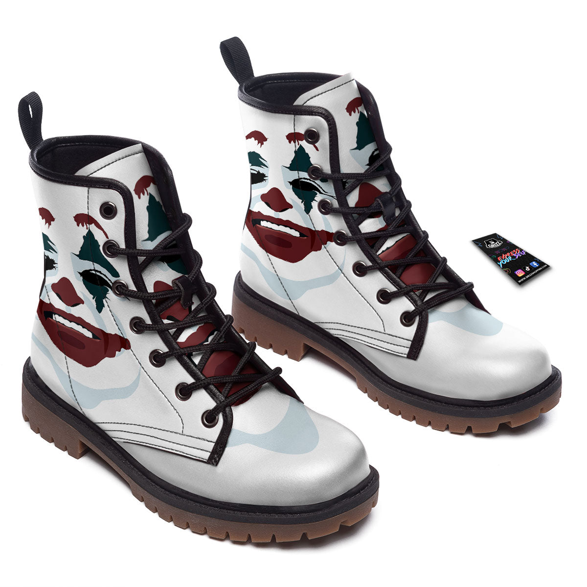 Joker Face Print Work Boots-grizzshop