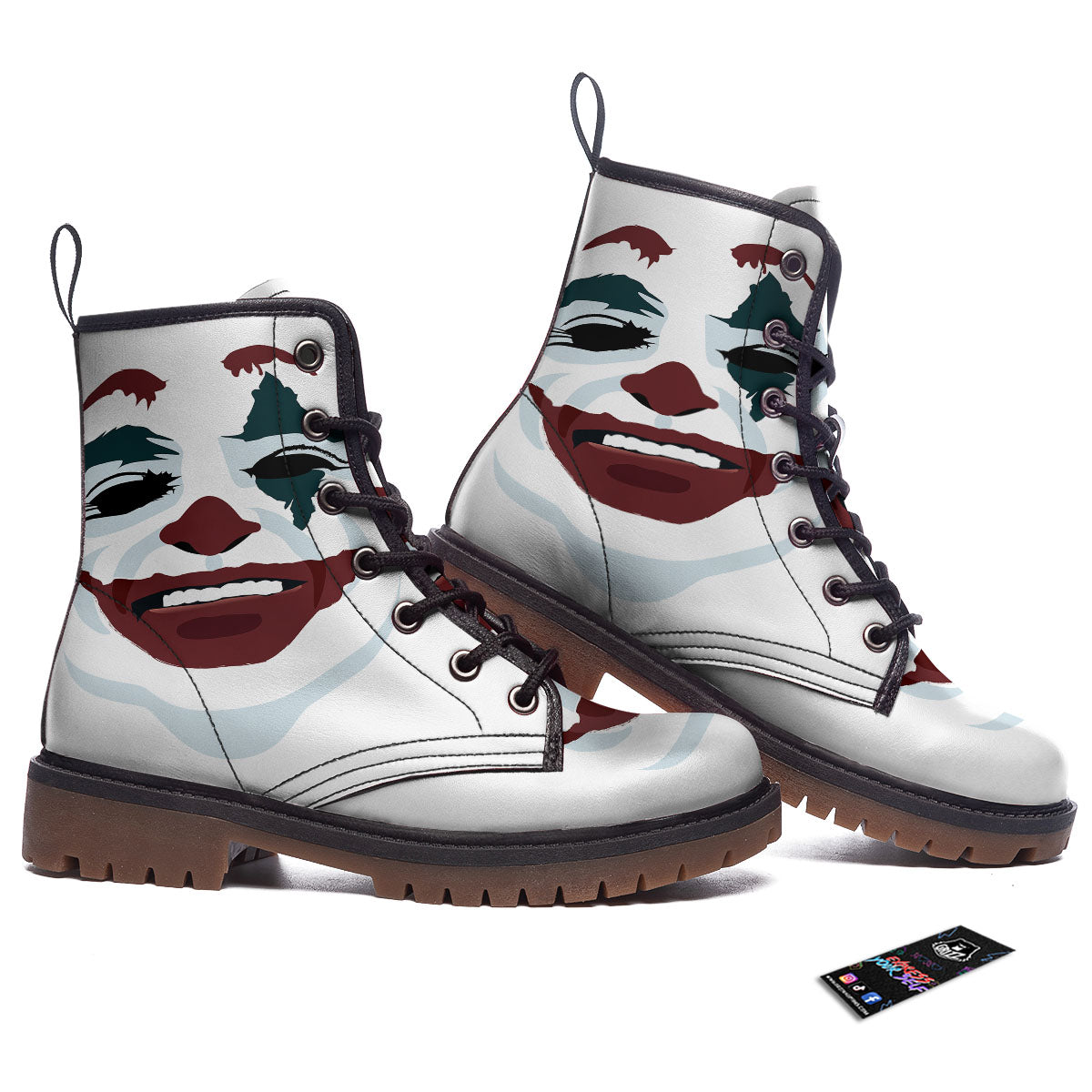 Joker Face Print Work Boots-grizzshop