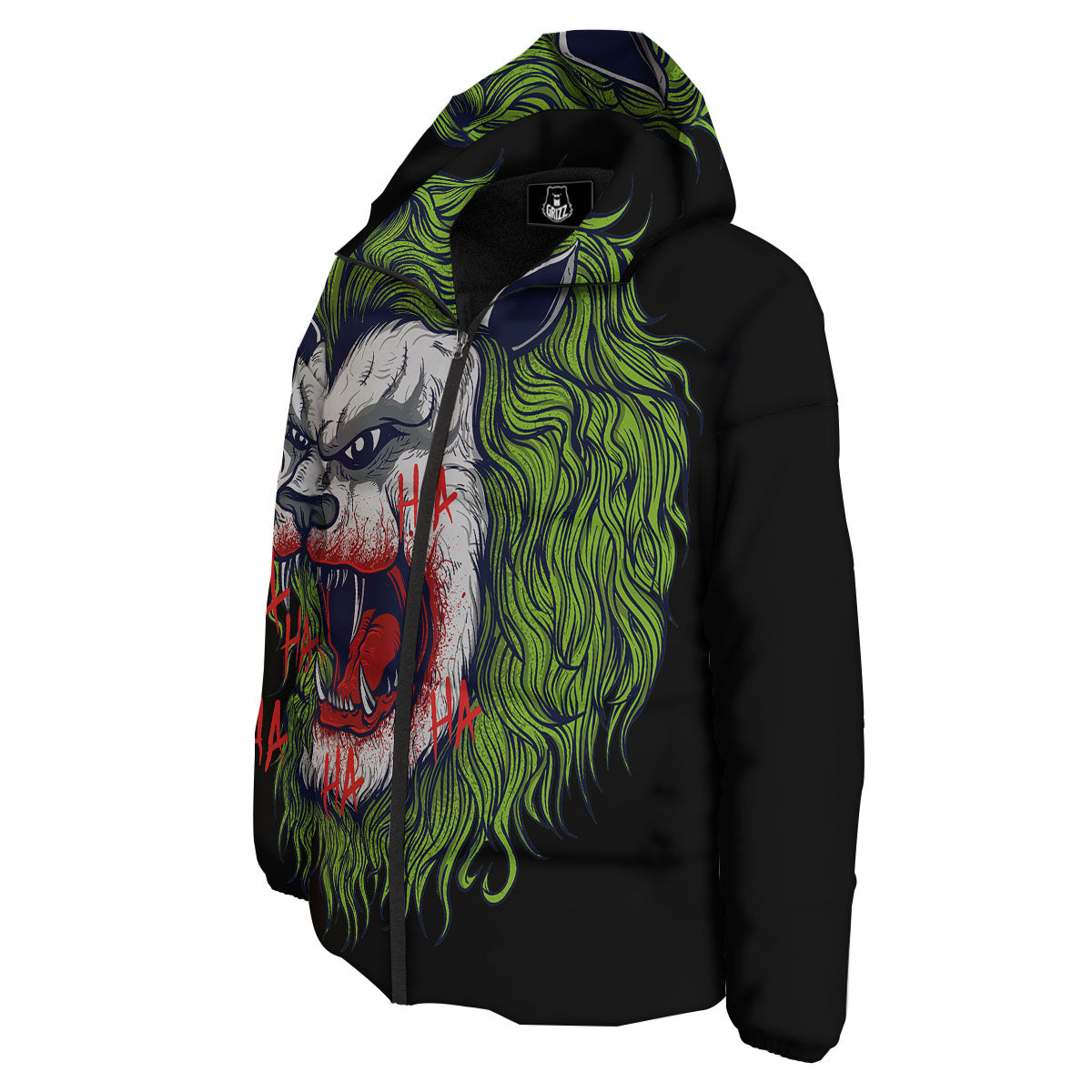 Joker Lion Print Down Jacket-grizzshop