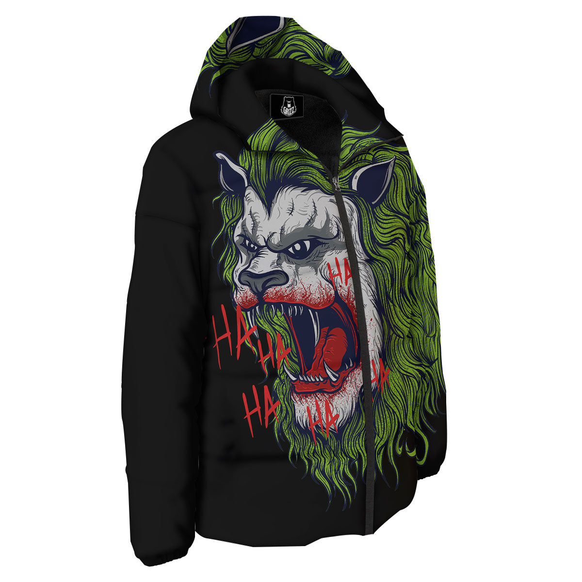 Joker Lion Print Down Jacket-grizzshop