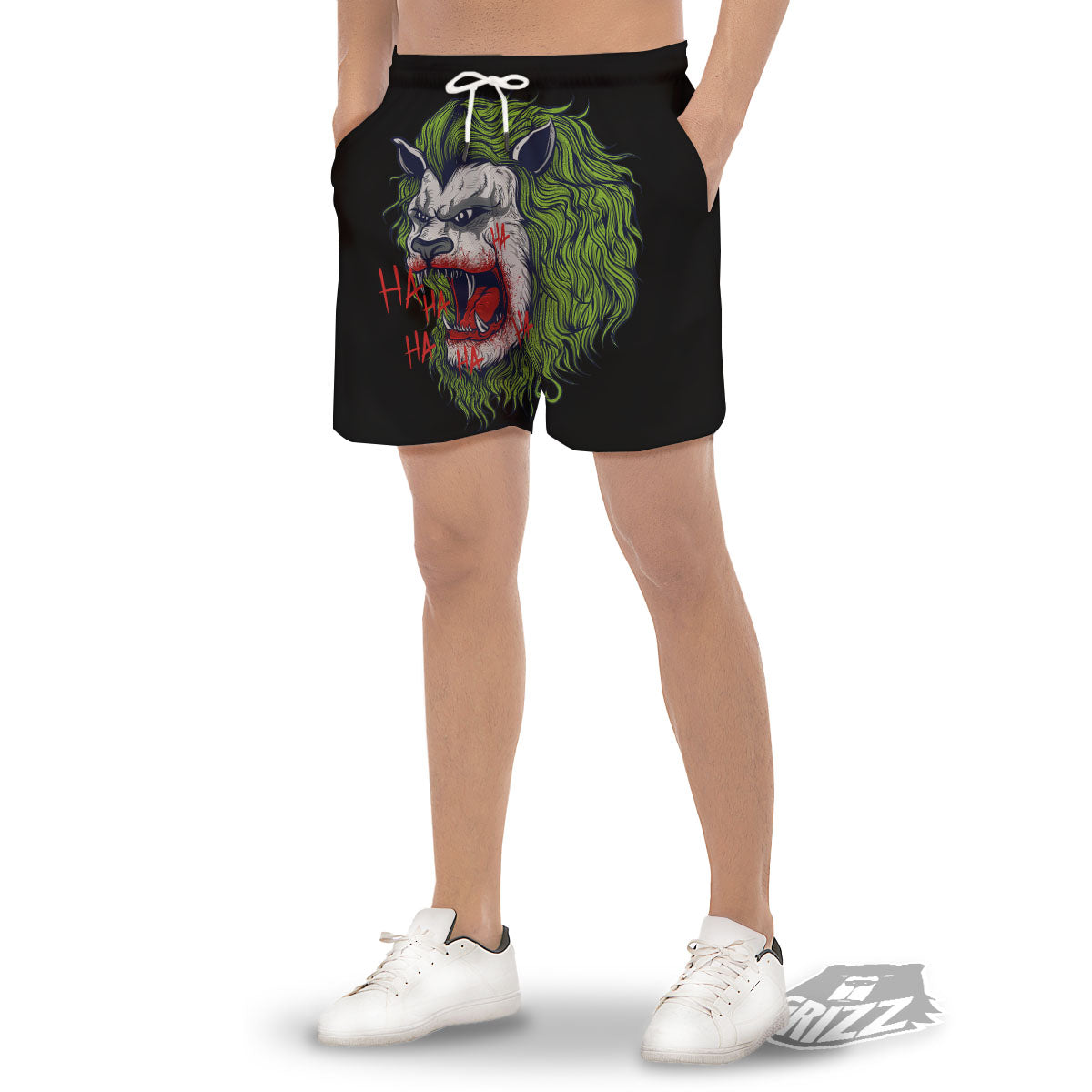 Joker Lion Print Men's Gym Shorts-grizzshop