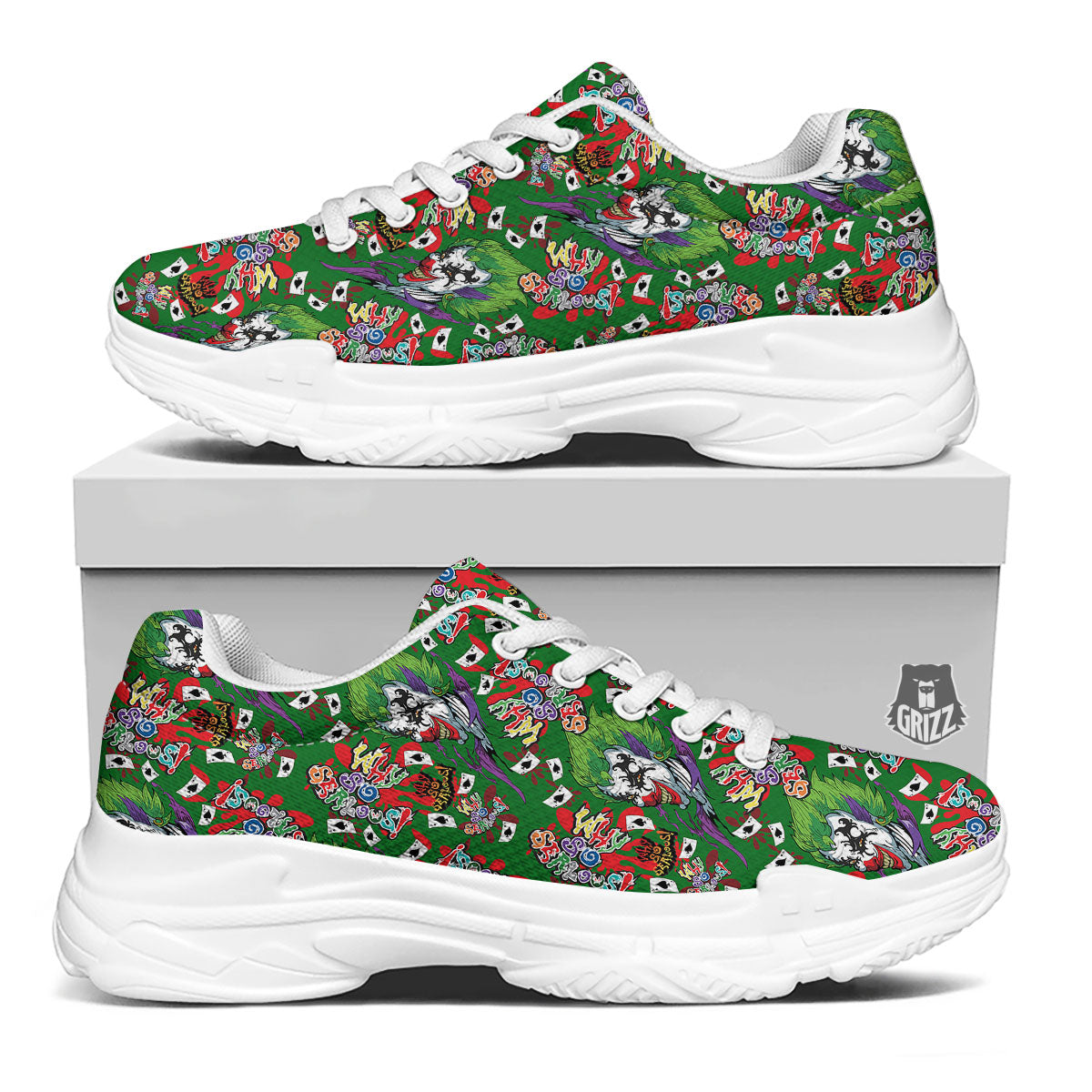 Joker Why So Serious Colorful Print Pattern White Chunky Shoes-grizzshop