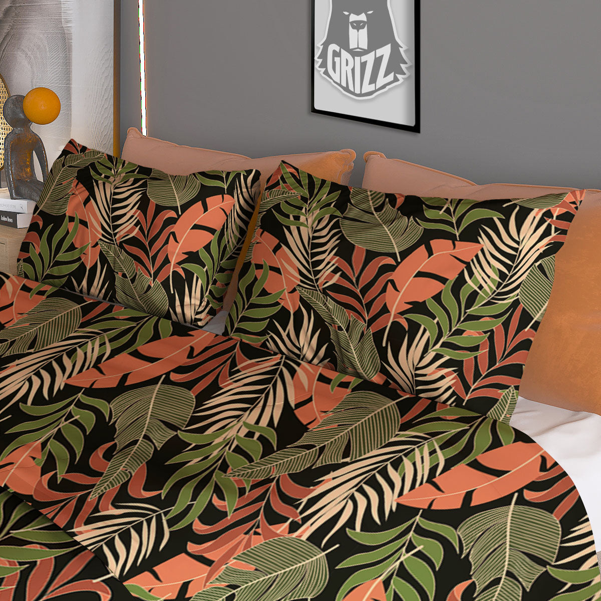 Jungle Hawaii Plants Tropical Print Pattern Duvet Cover Bedding Set