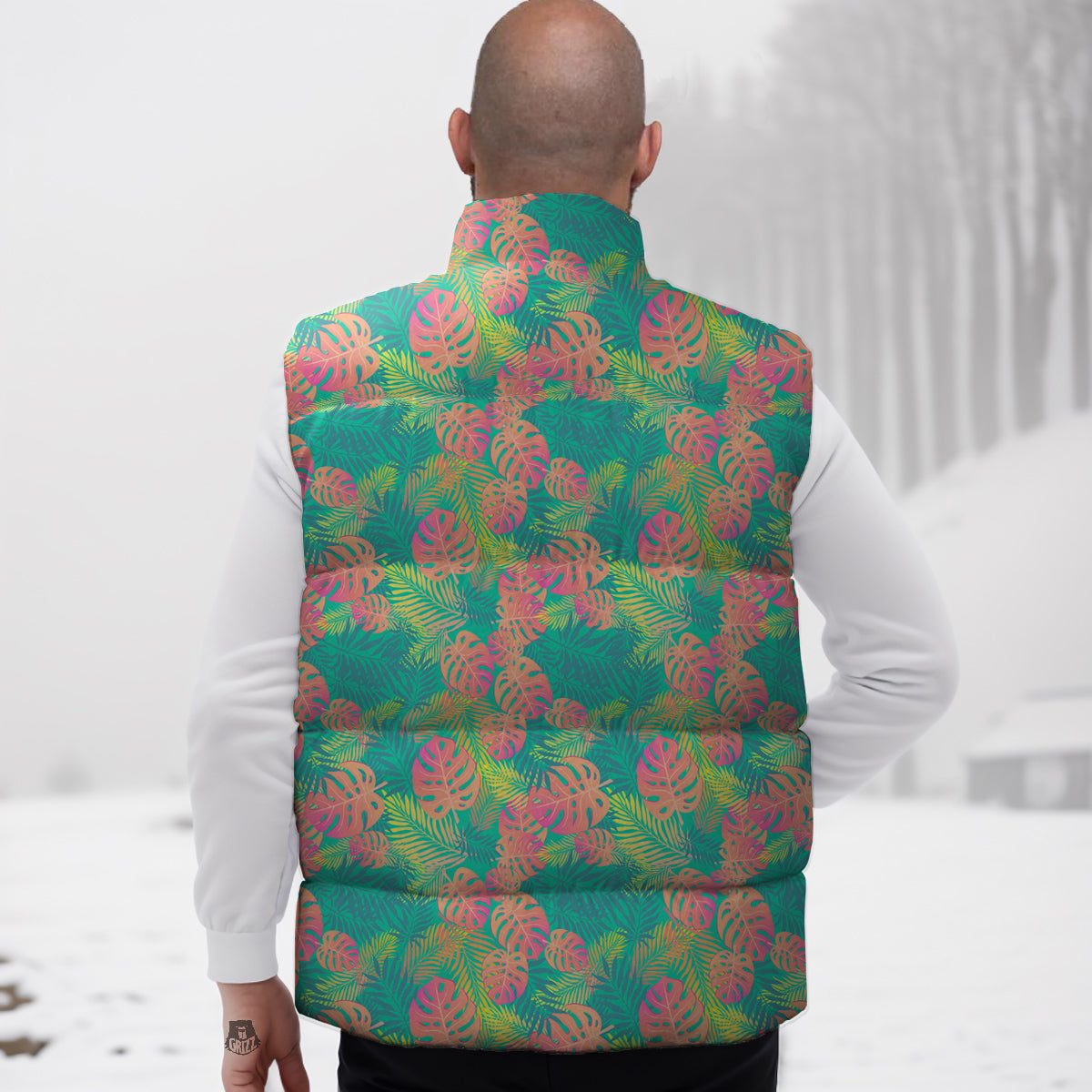 Jungle Hawaiian Colorful Tropical Print Down Vest-grizzshop