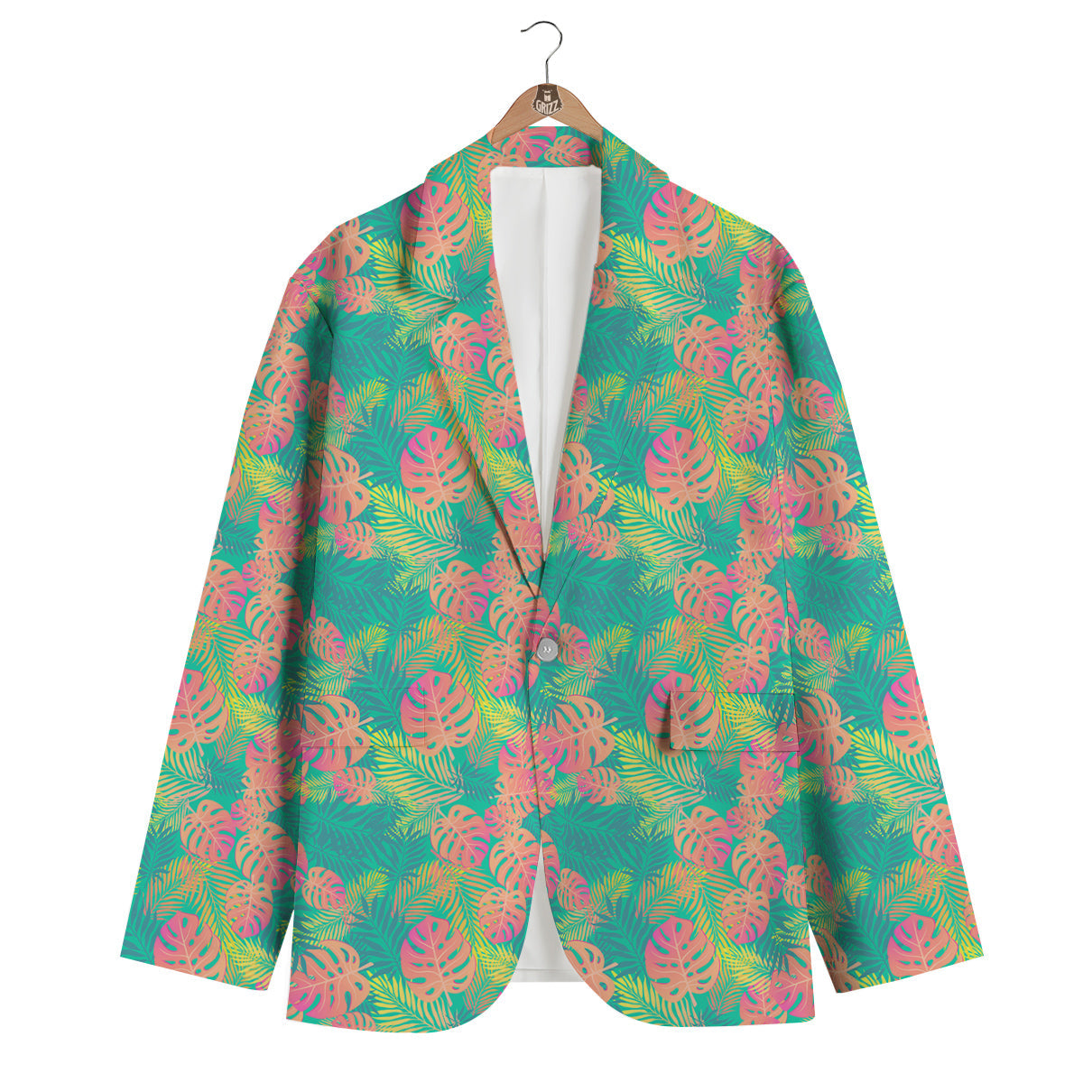 Jungle Hawaiian Colorful Tropical Print Men's Blazer-grizzshop