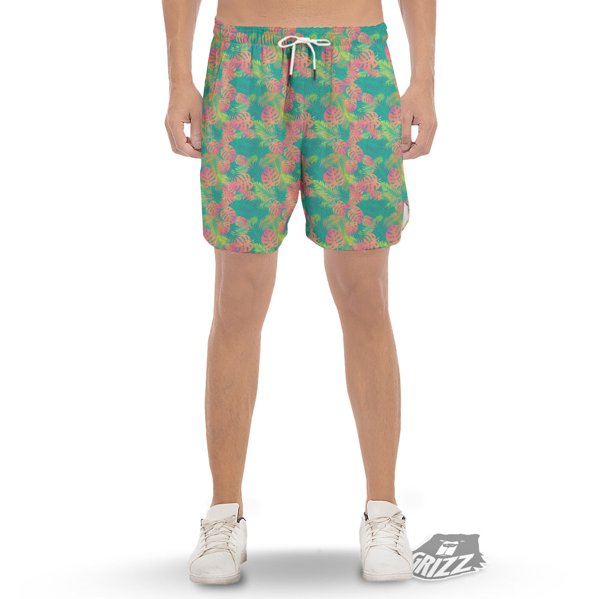 Jungle Hawaiian Colorful Tropical Print Men's Gym Shorts-grizzshop