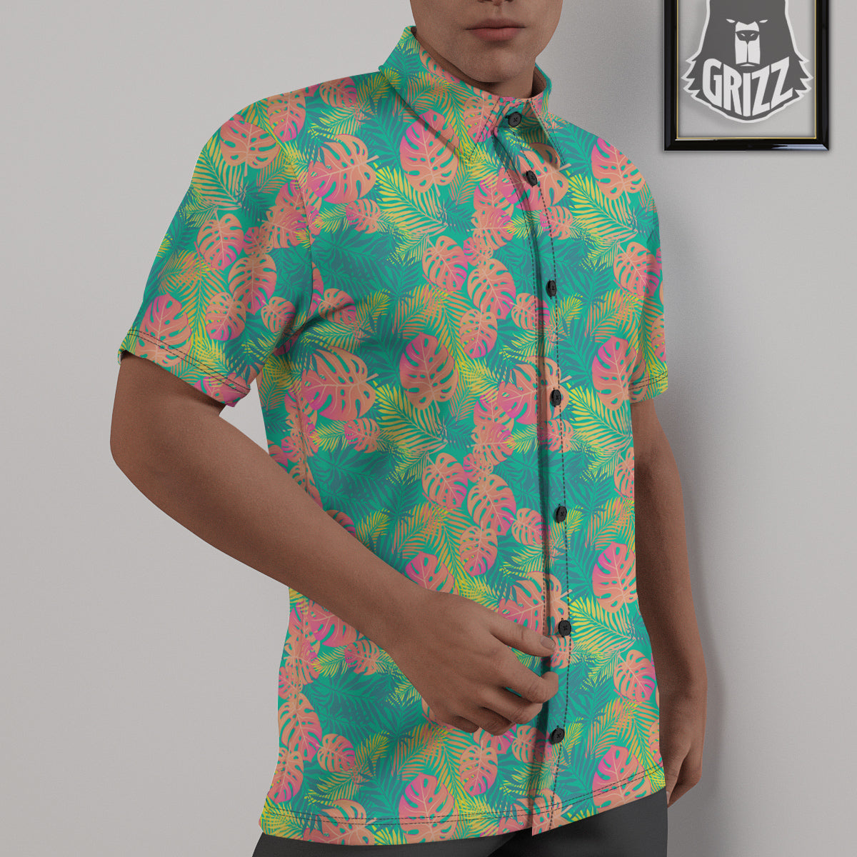 Jungle Hawaiian Colorful Tropical Print Untucked Shirts-grizzshop