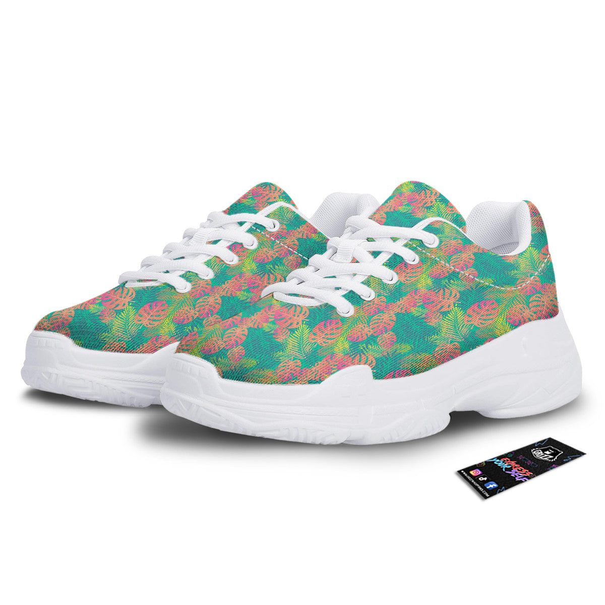 Jungle Hawaiian Colorful Tropical Print White Chunky Shoes-grizzshop