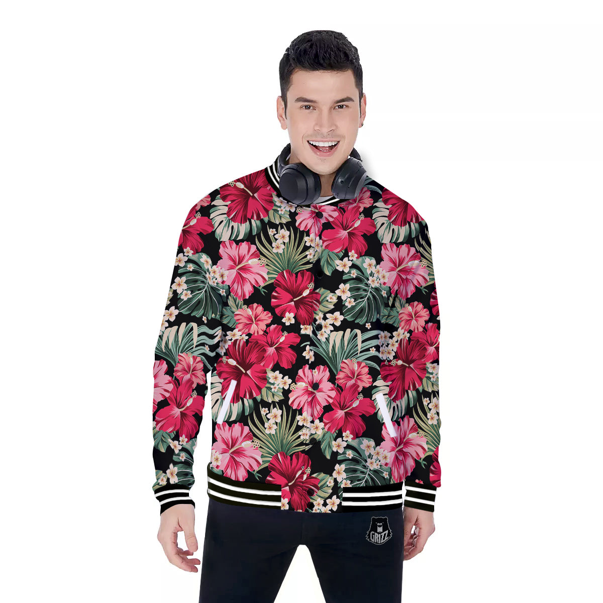 Jungle Hawaiian Tropical Print Pattern Baseball Jacket-grizzshop