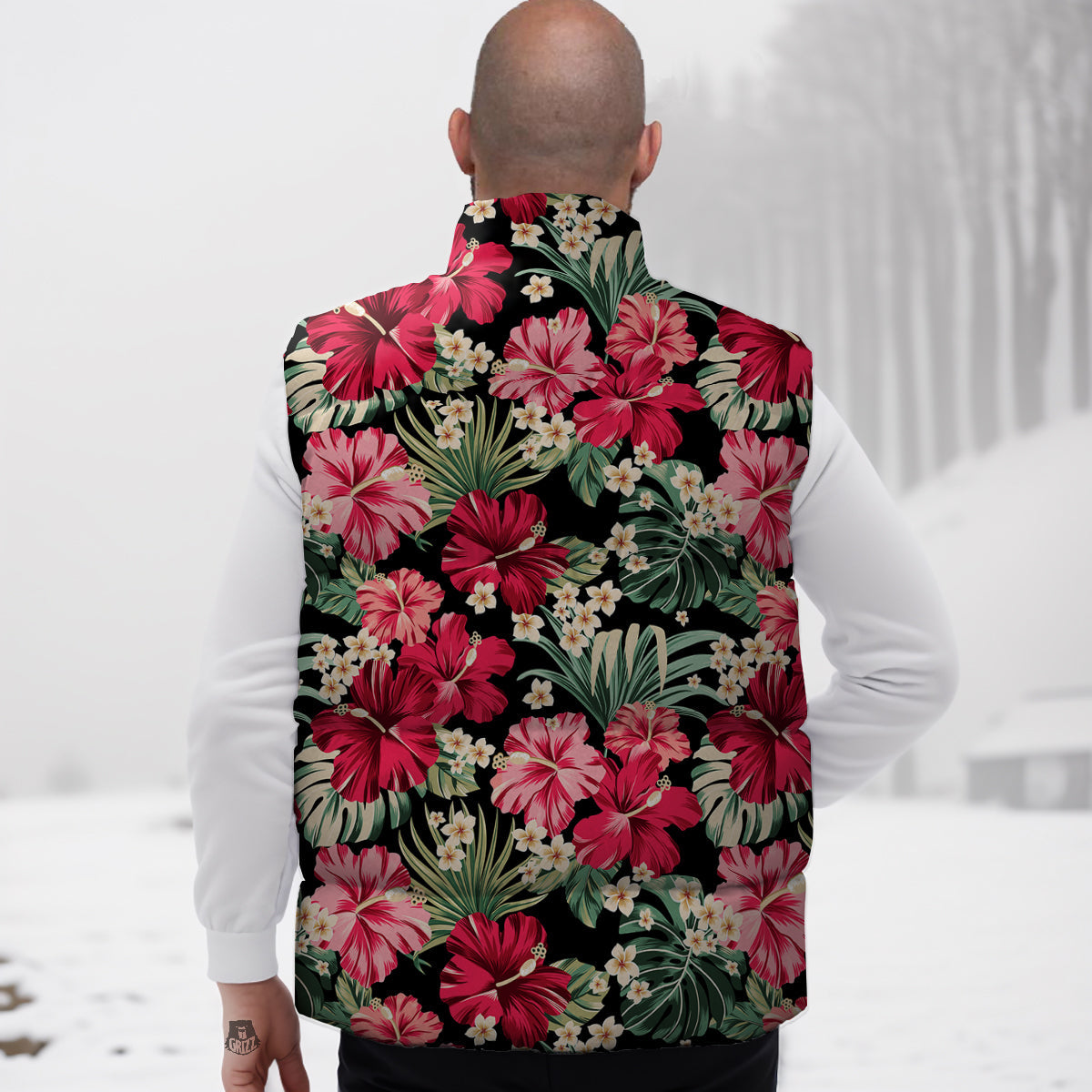 Jungle Hawaiian Tropical Print Pattern Down Vest-grizzshop