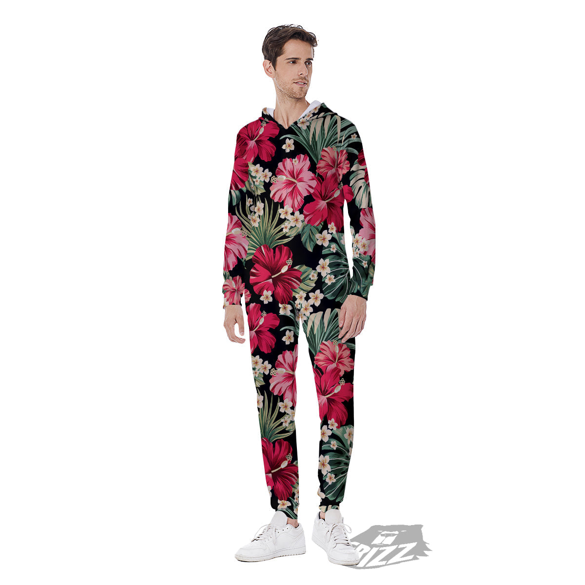 Jungle Hawaiian Tropical Print Pattern Men's Jumpsuit-grizzshop