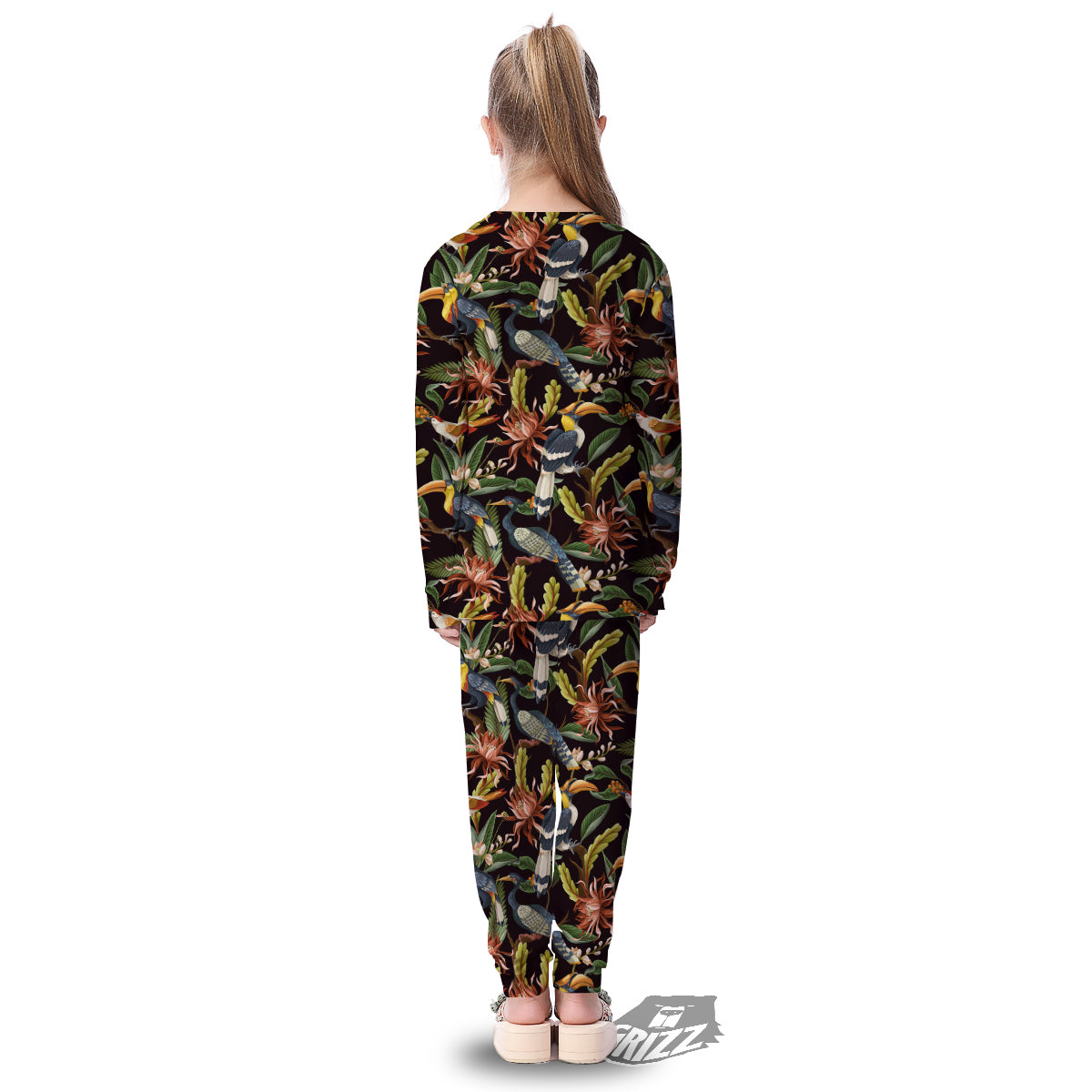 Jungle Tropical Hawaiian Vintage Print Pattern Kid's Pajamas-grizzshop