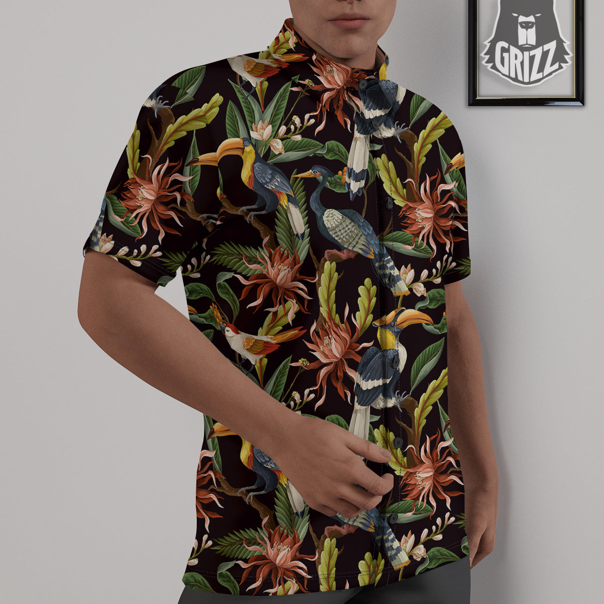 Jungle Tropical Hawaiian Vintage Print Pattern Untucked Shirts-grizzshop