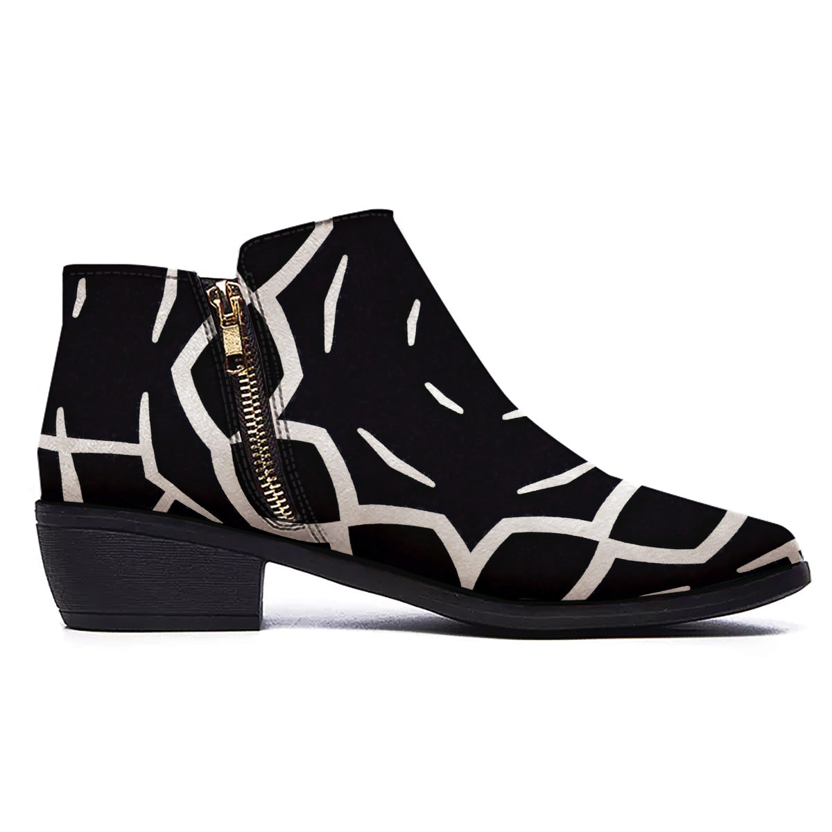 Kaleidoscope Black Print Ankle Boots-grizzshop
