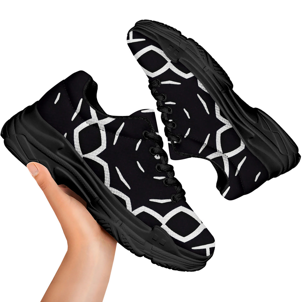 Kaleidoscope Black Print Black Chunky Shoes-grizzshop
