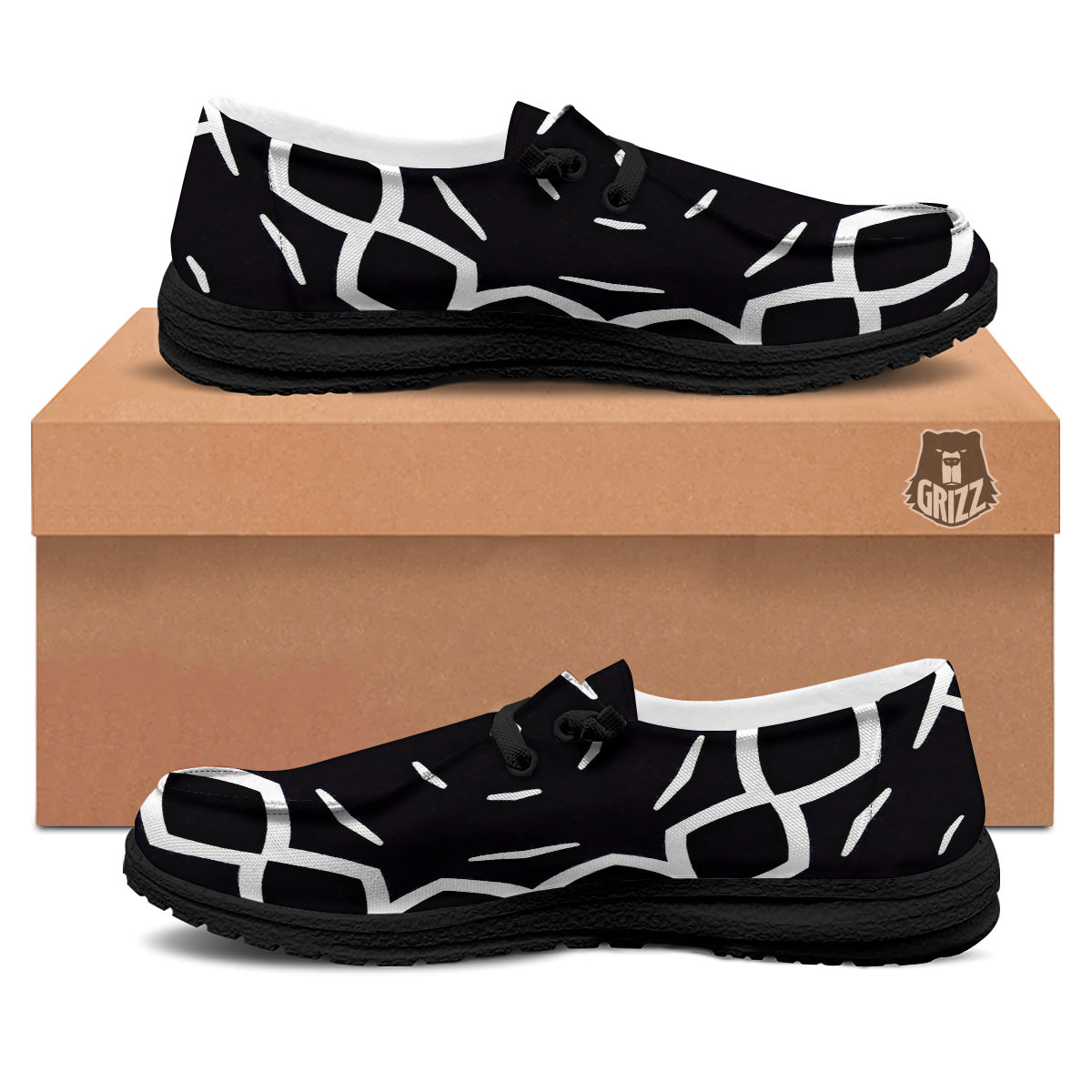 Kaleidoscope Black Print Black Loafers-grizzshop