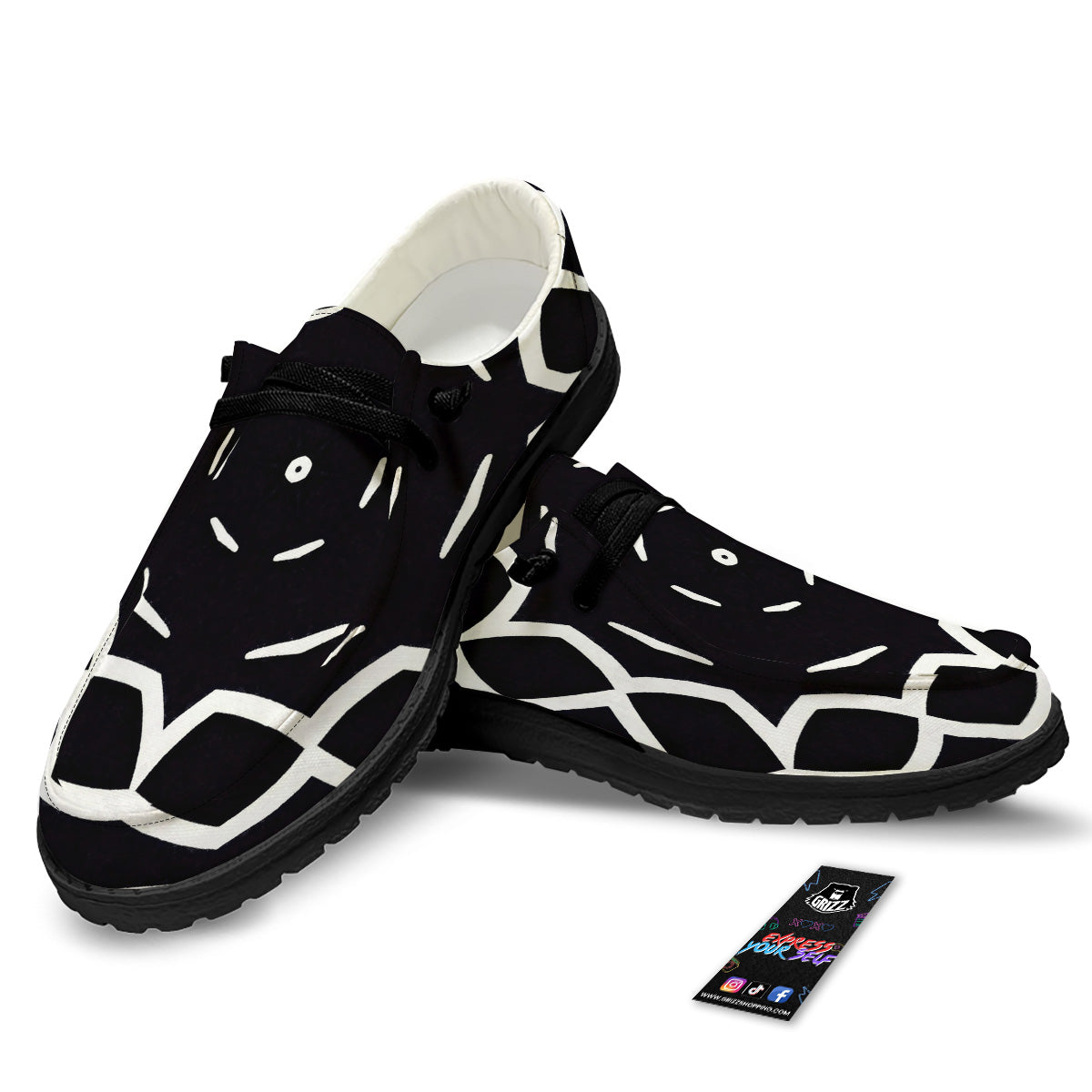 Kaleidoscope Black Print Black Loafers-grizzshop