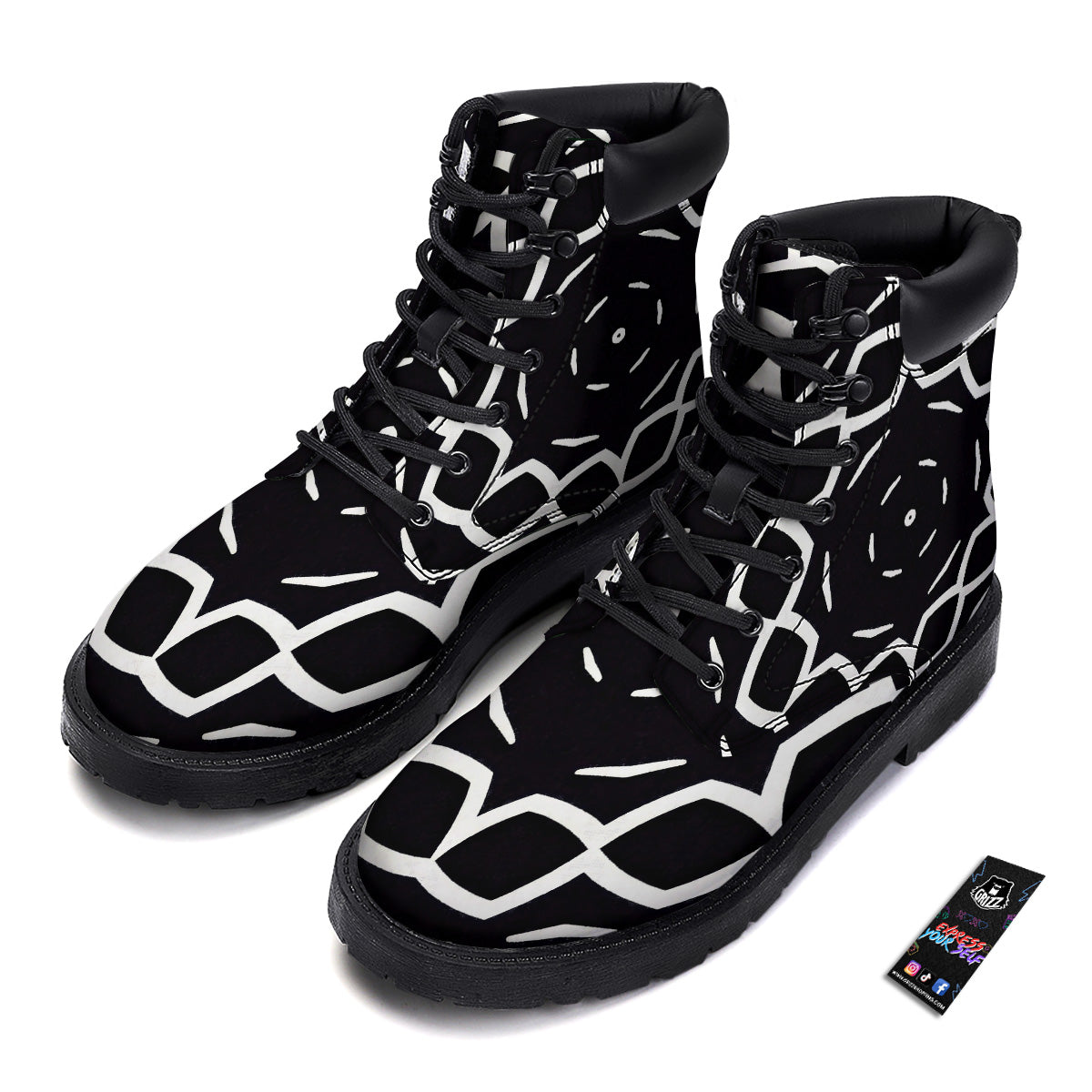 Kaleidoscope Black Print Boots-grizzshop