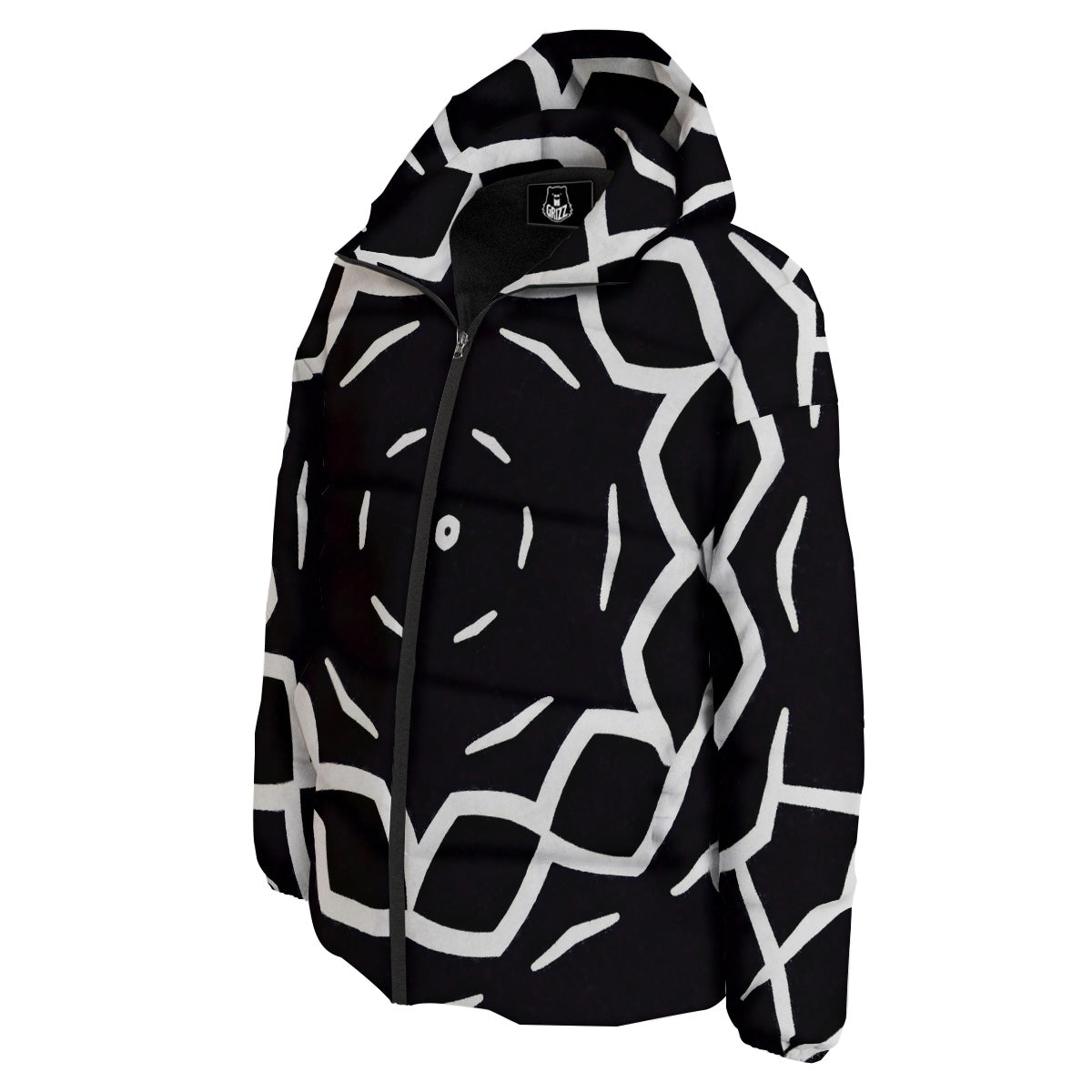 Kaleidoscope Black Print Down Jacket-grizzshop