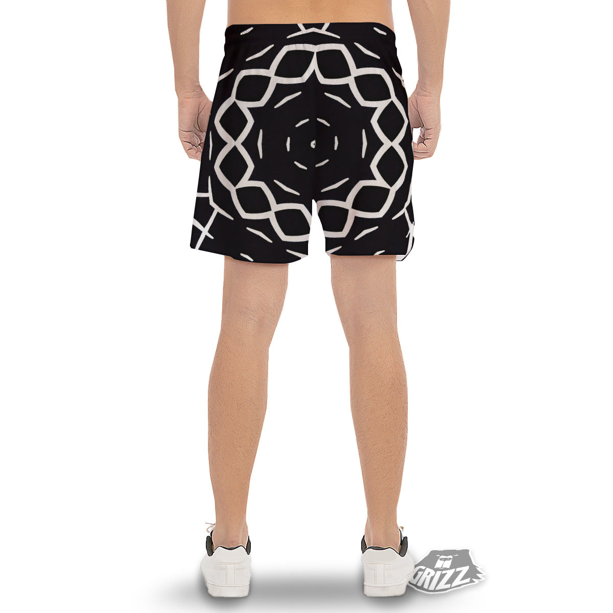 Kaleidoscope Black Print Men's Gym Shorts-grizzshop