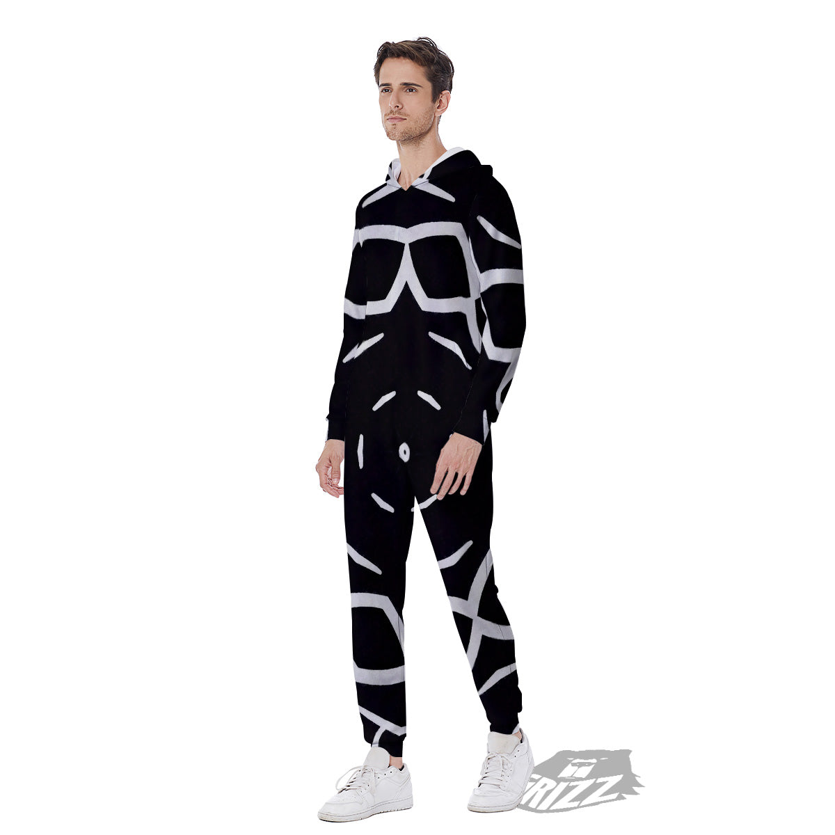Kaleidoscope Black Print Men's Jumpsuit-grizzshop